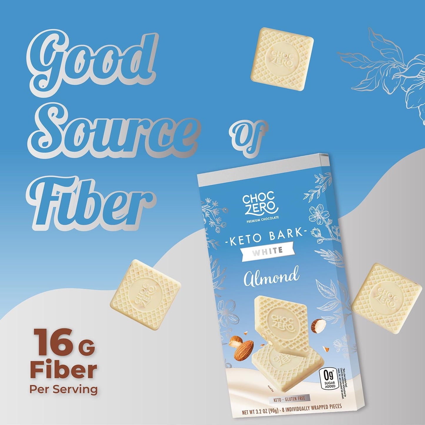 Choczero Keto Bark 無糖白朱古力塊(杏仁)(盒裝90g)【限量版】