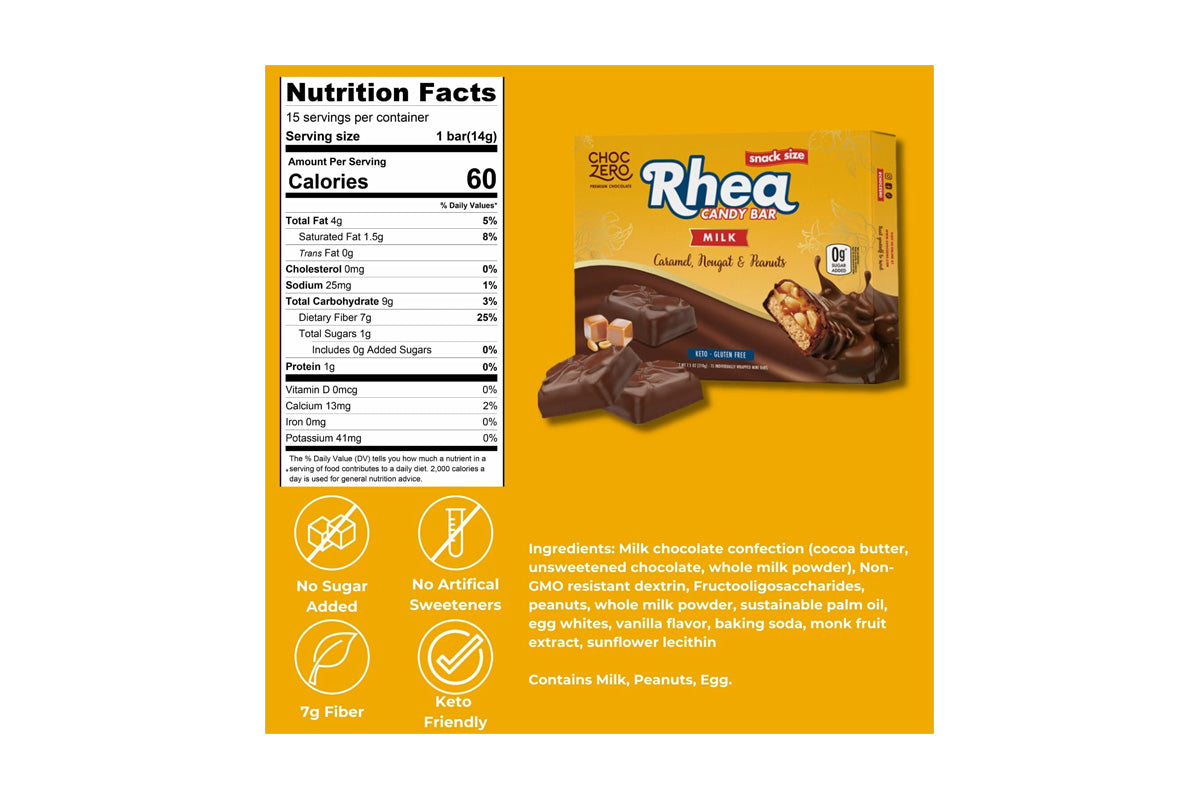 *Flash Offer⚡(now-14/12)*ChocZero Rhea 低碳焦糖花生朱古力糖果棒粒(15件裝)