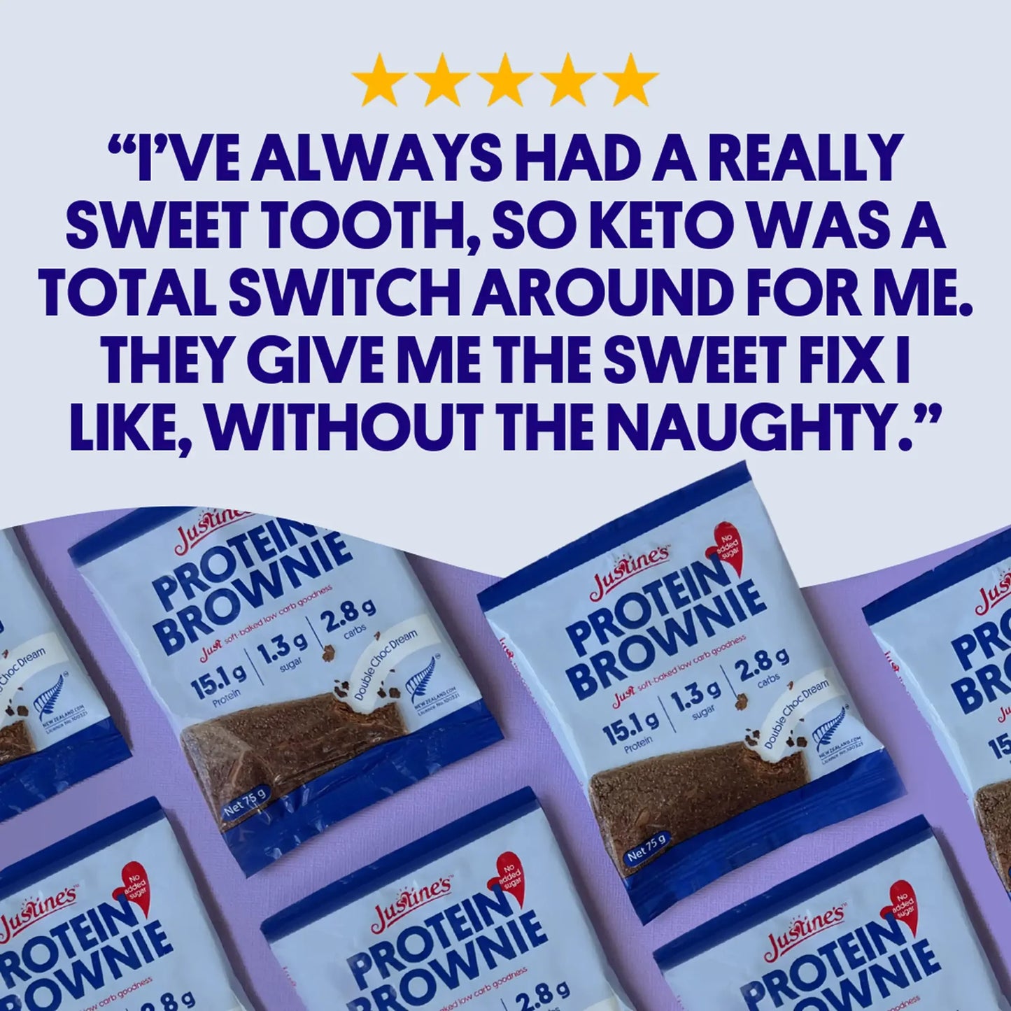 Justine's 蛋白布朗尼(雙重朱古力) 75g