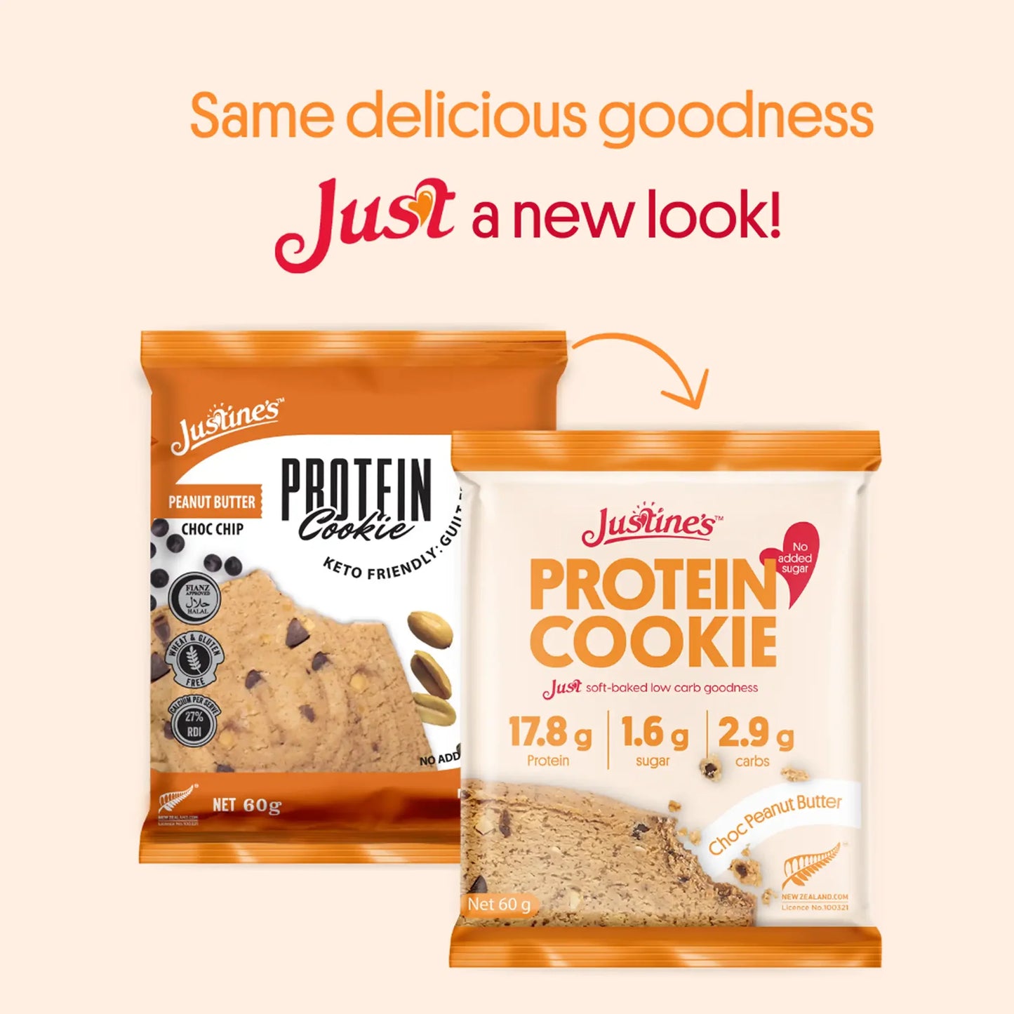 Justine's 蛋白曲奇(花生醬朱古力) 60g