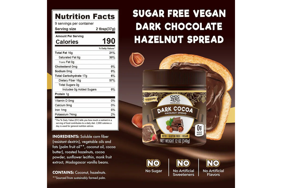 ChocZero 無添加糖生酮榛子黑朱古力醬