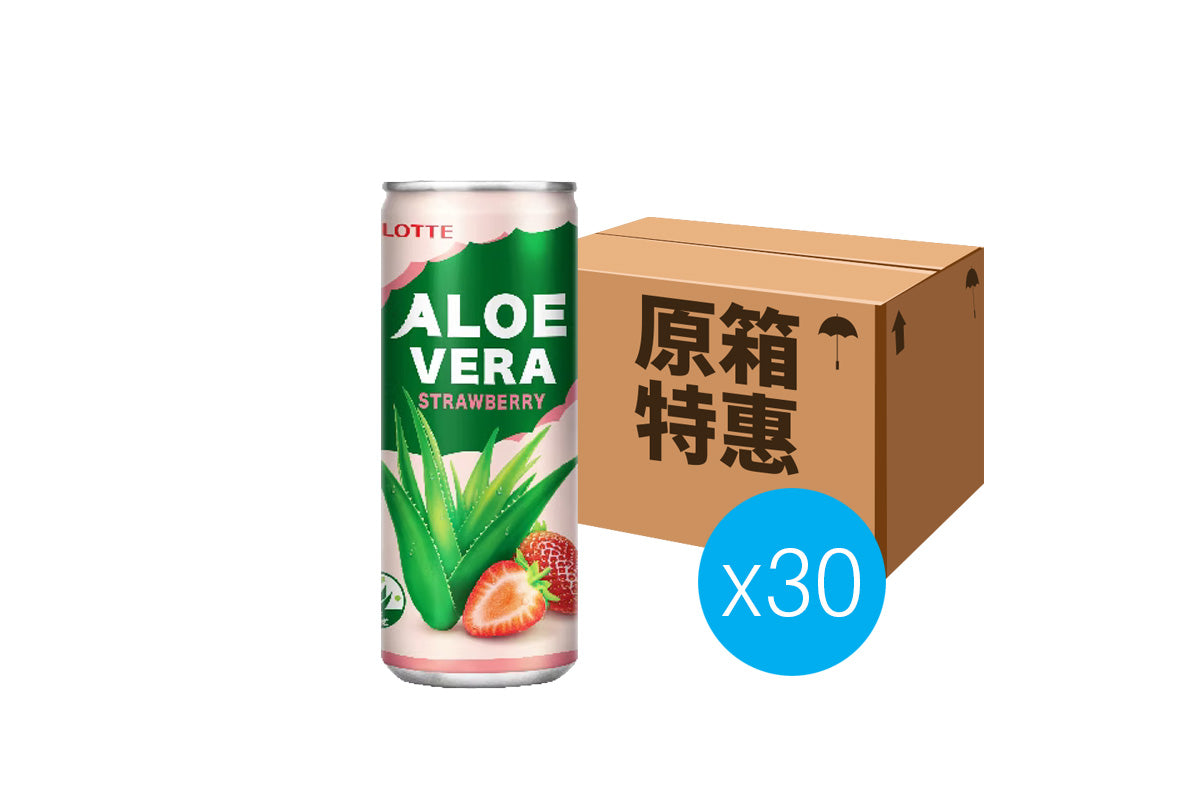 [原箱30罐]樂天 士多啤梨蘆薈樂 240ml x30