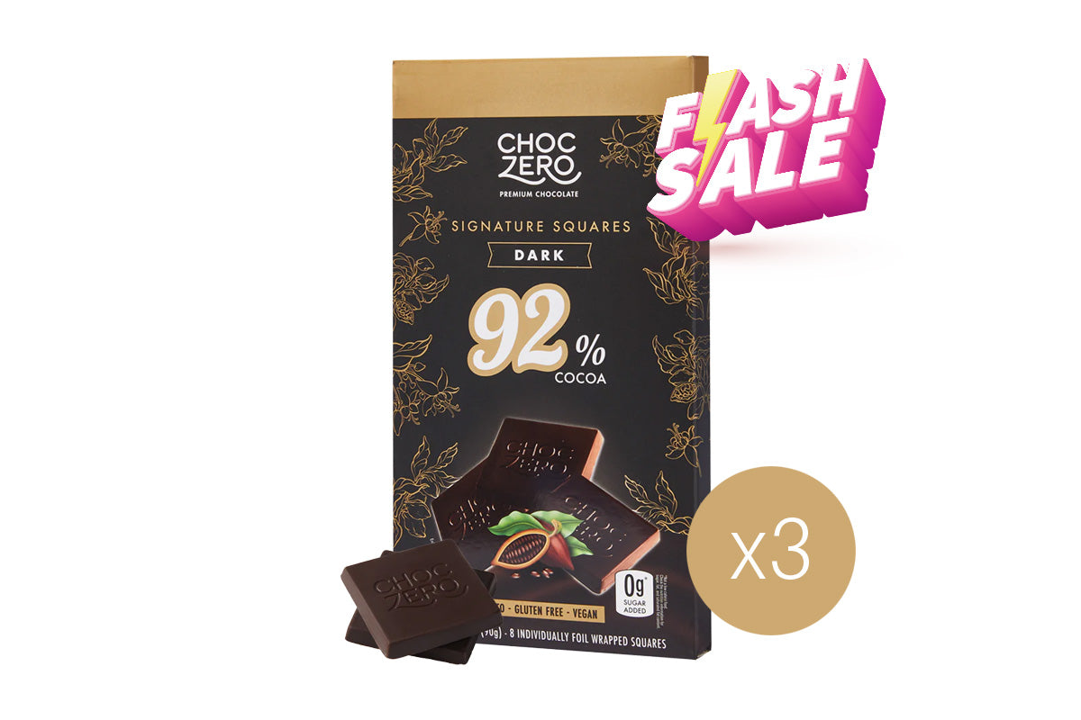 [套裝3件]ChocZero Signature Square 無糖黑朱古力塊 92%(盒裝90g) x3