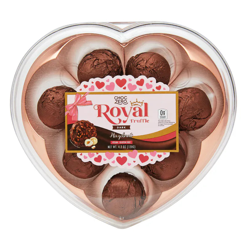 ChocZero Royal Truffle 低碳榛子夾心黑朱古力球(純素)(心心盒裝) 120g