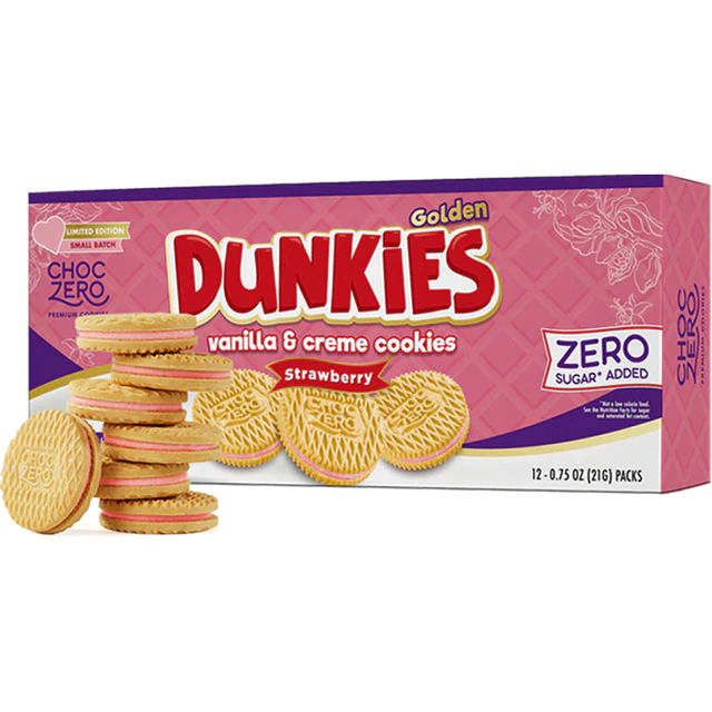 *本月優惠 任選2件 $150* ChocZero Dunkies 低碳夾心曲奇(士多啤梨) 252g